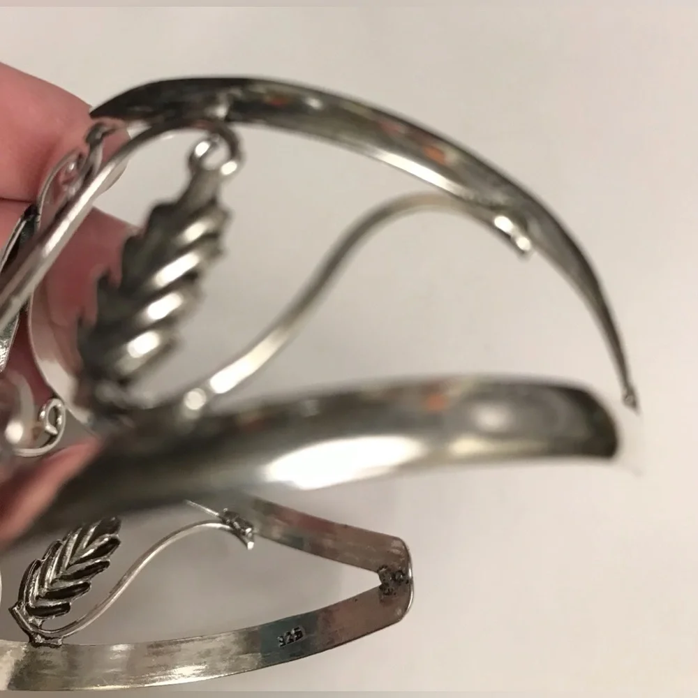 Chrysocolla Stamped Solid 925 Sterling Silver Cuff Bracelet